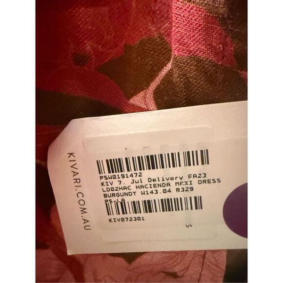 Kivari Hacienda Floral Maxi Dress in Burgundy -Spring summer Vacation size 4 NWT - Picture 6 of 6